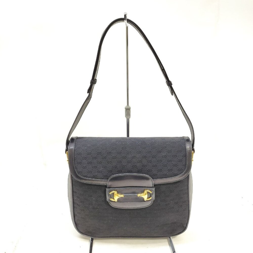 Gucci 1955 Horse-bit Black Micro Guccissima Leather Shoulder Crossbody Bag